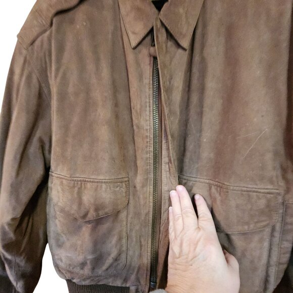 Vintage G-III Bomber Jacket M Brown Suede Leather Mens Outerwear - Picture 3 of 4
